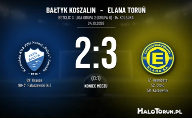 [PIŁKA NOŻNA] Bałtyk Koszalin – Elana Toruń 2:3. Torunianie wyprzedzili rywala w Betclic 3. Lidze, Grupa 2 (Grupa II)