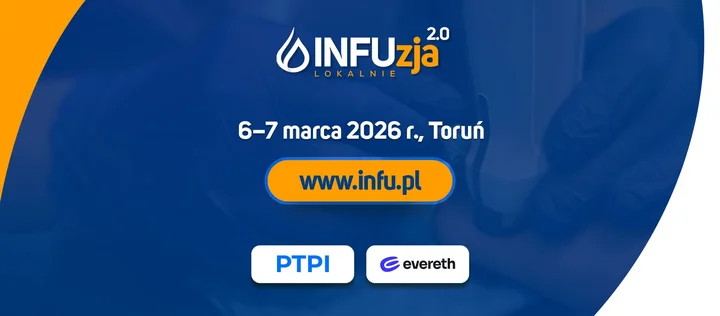 Grafika promocyjna wydarzenia INFUzja Lokalnie 2.0 — Toruń: praktyka terapii dożylnych dla personelu medycznego