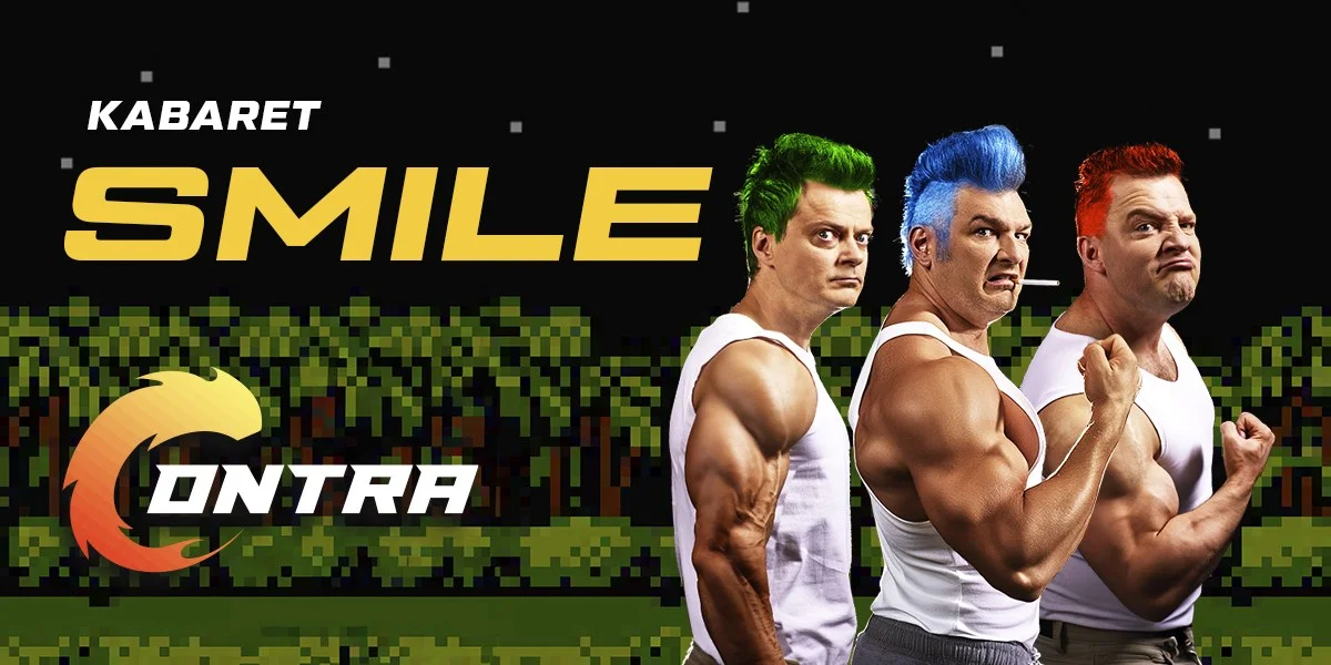 Grafika promocyjna wydarzenia Kabaret Smile z nowym programem "CONTRA" w Toruniu