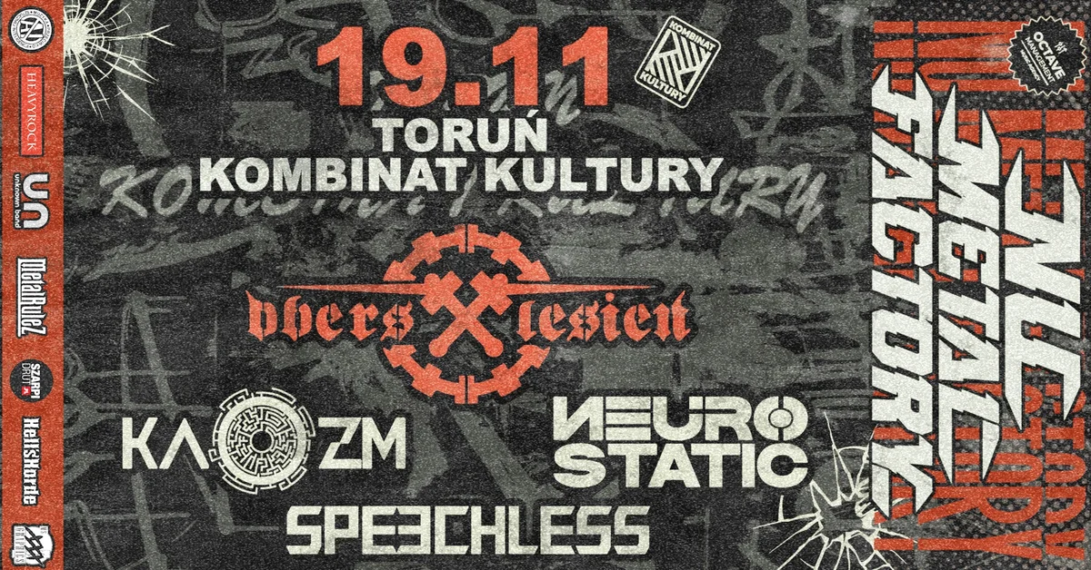 Grafika promocyjna wydarzenia Nu Metal Factory Tour 2026 w Toruniu