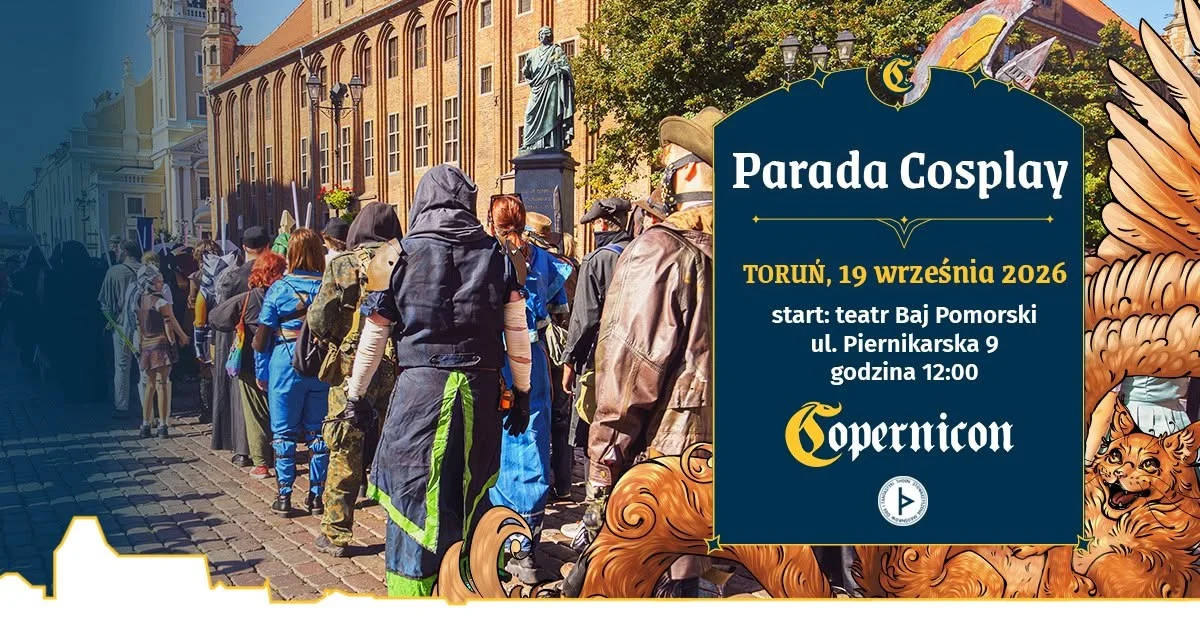 Grafika promocyjna wydarzenia Parada Cosplay w Toruniu