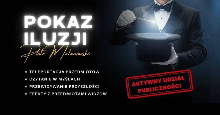 Grafika promocyjna wydarzenia Pokaz Iluzji z Aktywnym Udziałem Publiczności — Toruń, 1 lutego 2026