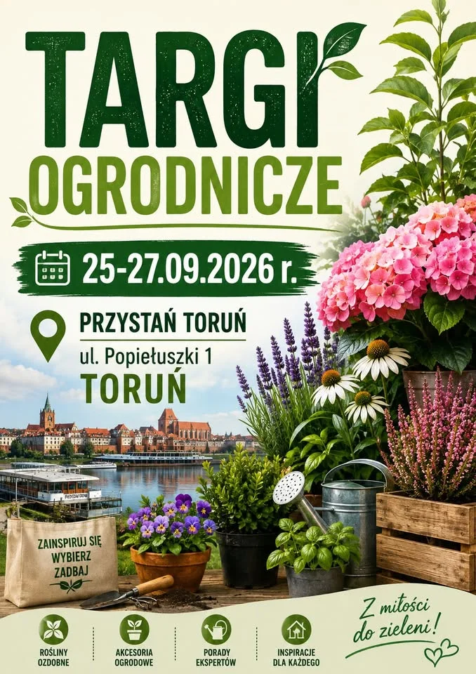 Grafika promocyjna wydarzenia Targi Ogrodnicze Toruń – zielone inspiracje