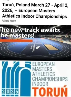 Grafika promocyjna wydarzenia Europamästerskap Inomhus 2026 Toruń — halowe mistrzostwa Europy w Toruniu