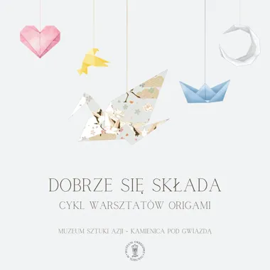 Grafika promocyjna wydarzenia Królestwo Powietrza: Majestatyczny Żuraw — warsztaty origami
