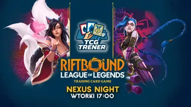 Grafika promocyjna wydarzenia NEXUS NIGHT w TCG Trener Toruń — wieczór z grą i pakietem dla uczestników