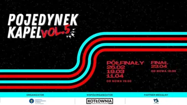 Grafika promocyjna wydarzenia Pojedynek Kapel vol. 5 w Toruniu: studenckie zespoły zagrają o scenę Piernikaliów 2026