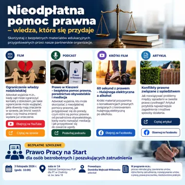 Grafika promocyjna wydarzenia Prawo Pracy na Start
