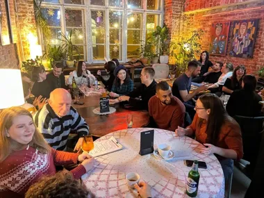 Grafika promocyjna wydarzenia Toruń Language Exchange @ PERS w Toruniu – wieczór rozmów po angielsku i polsku