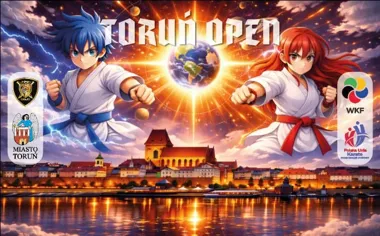 Grafika promocyjna wydarzenia Toruń Open 2026 – ogólnopolski turniej karate WKF w Toruniu