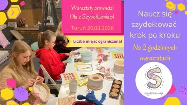 Grafika promocyjna wydarzenia Warsztaty Szydełkowania Toruń dla Dzieci — Marzec II