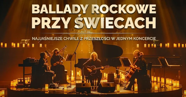 Grafika promocyjna wydarzenia Ballady Rockowe przy Świecach — koncert w Toruniu