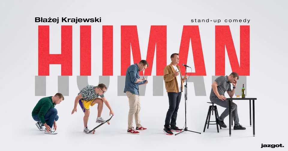 Grafika promocyjna wydarzenia TORUŃ – Stand-up Błażeja Krajewskiego „Human”