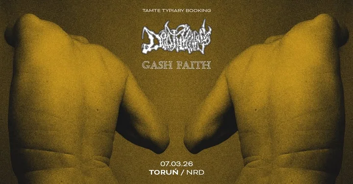 Grafika promocyjna wydarzenia TTC: Gash Faith + Deathknell w Toruniu — industrial i powerviolence w NRD Klub
