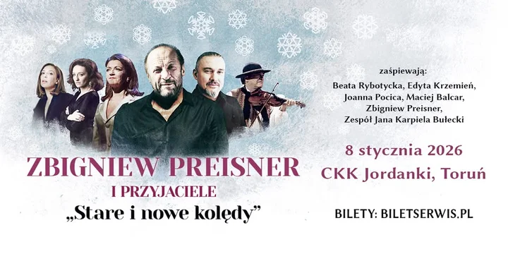 Grafika promocyjna wydarzenia Zbigniew Preisner i Przyjaciele — „Stare i nowe kolędy” w Toruniu