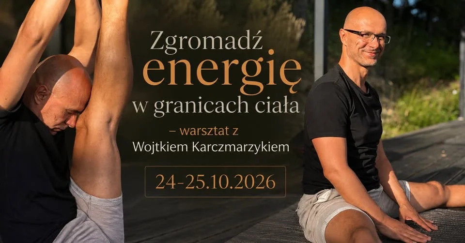 Grafika promocyjna wydarzenia Zgromadź Energię w Granicach Ciała – warsztat jogi
