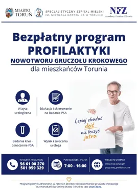 Bezpłatne badania prostaty w Toruniu. Program obejmuje wizytę u urologa