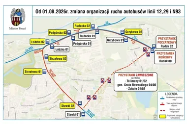 Autobusy omijają Okólną. Zmiany na trzech liniach w Toruniu