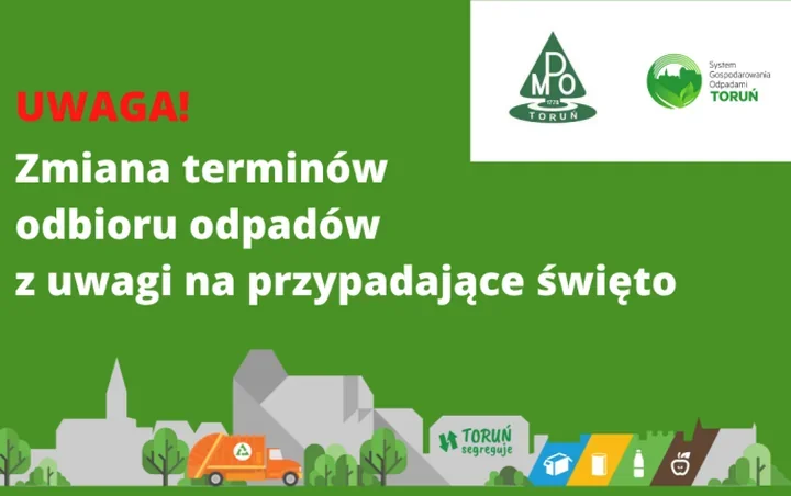 Śmieciarki w Toruniu zmienią trasę po świętach wielkanocnych